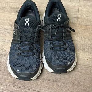 On Running Cloudswift Charcoal and White Athletic Shoes